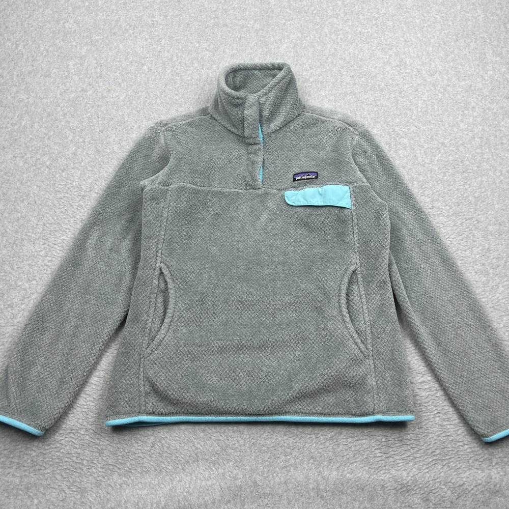 Patagonia Re-Tool Snap-T Pullover Womens Medium Gray Fleece Mock Neck 25442